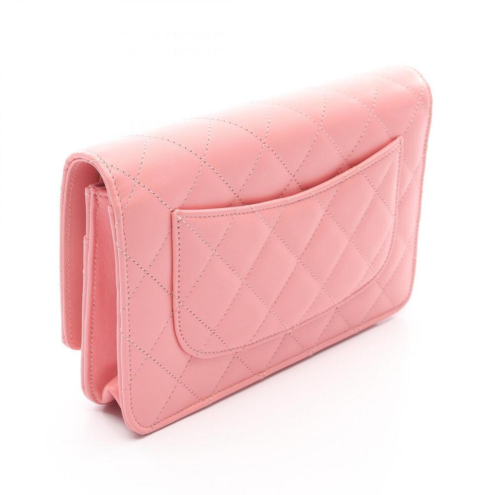 Chanel Leather Lambskin Matelasse Shoulder Sheepskin Pink Bag Pink